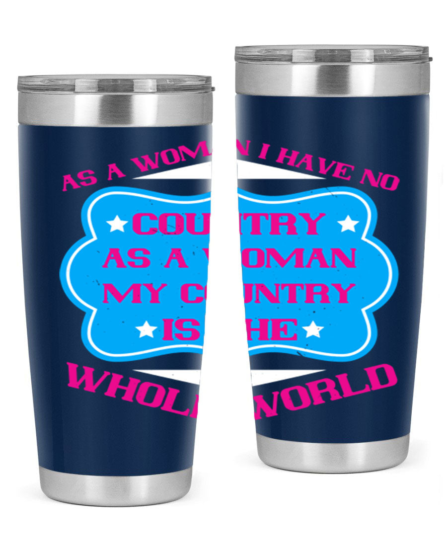 Stylish 20oz and 30oz stainless steel tumblers with empowering message for women, featuring double wall vacuum insulation and drink-thru lid.