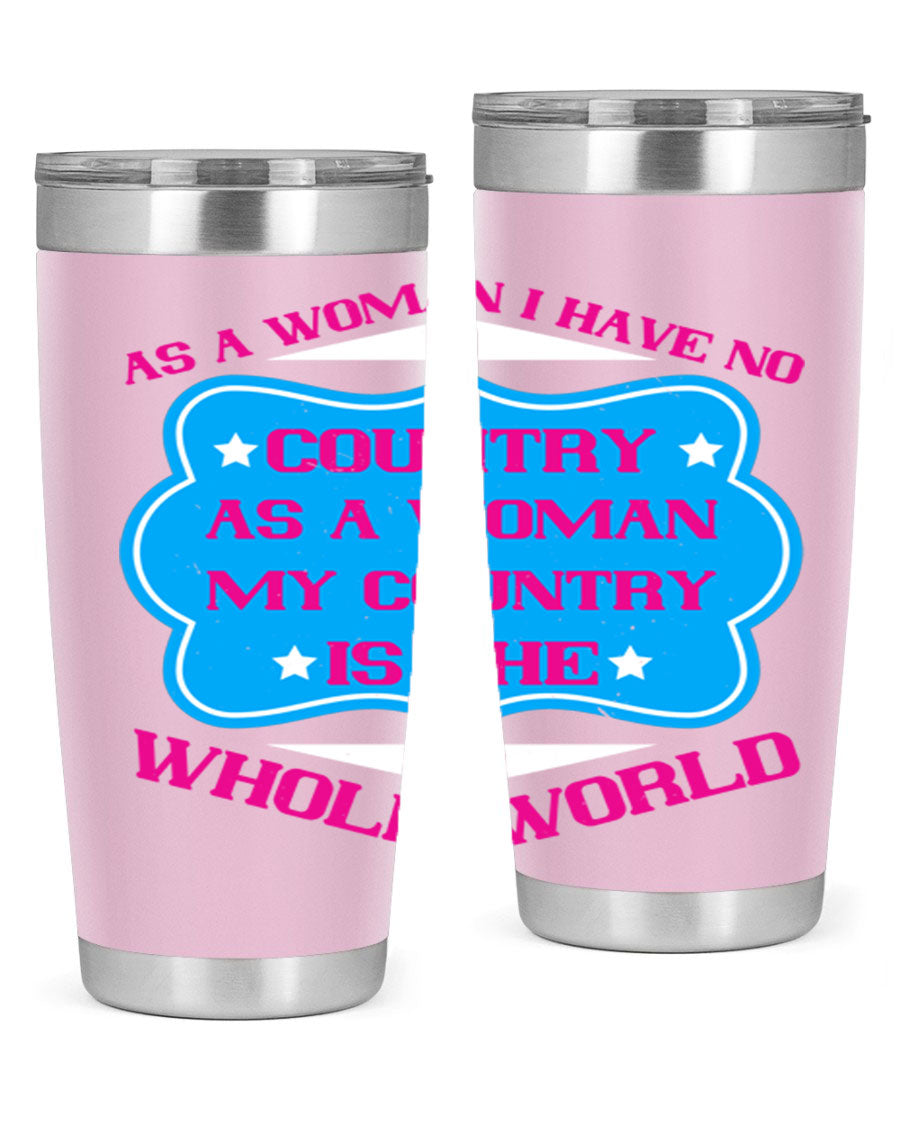 Stylish 20oz and 30oz stainless steel tumblers with empowering message for women, featuring double wall vacuum insulation and drink-thru lid.