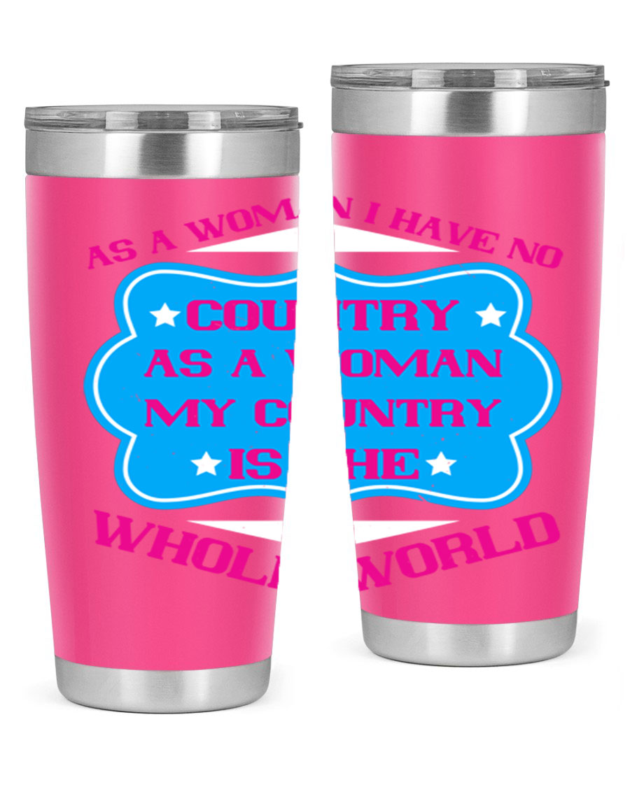 Stylish 20oz and 30oz stainless steel tumblers with empowering message for women, featuring double wall vacuum insulation and drink-thru lid.