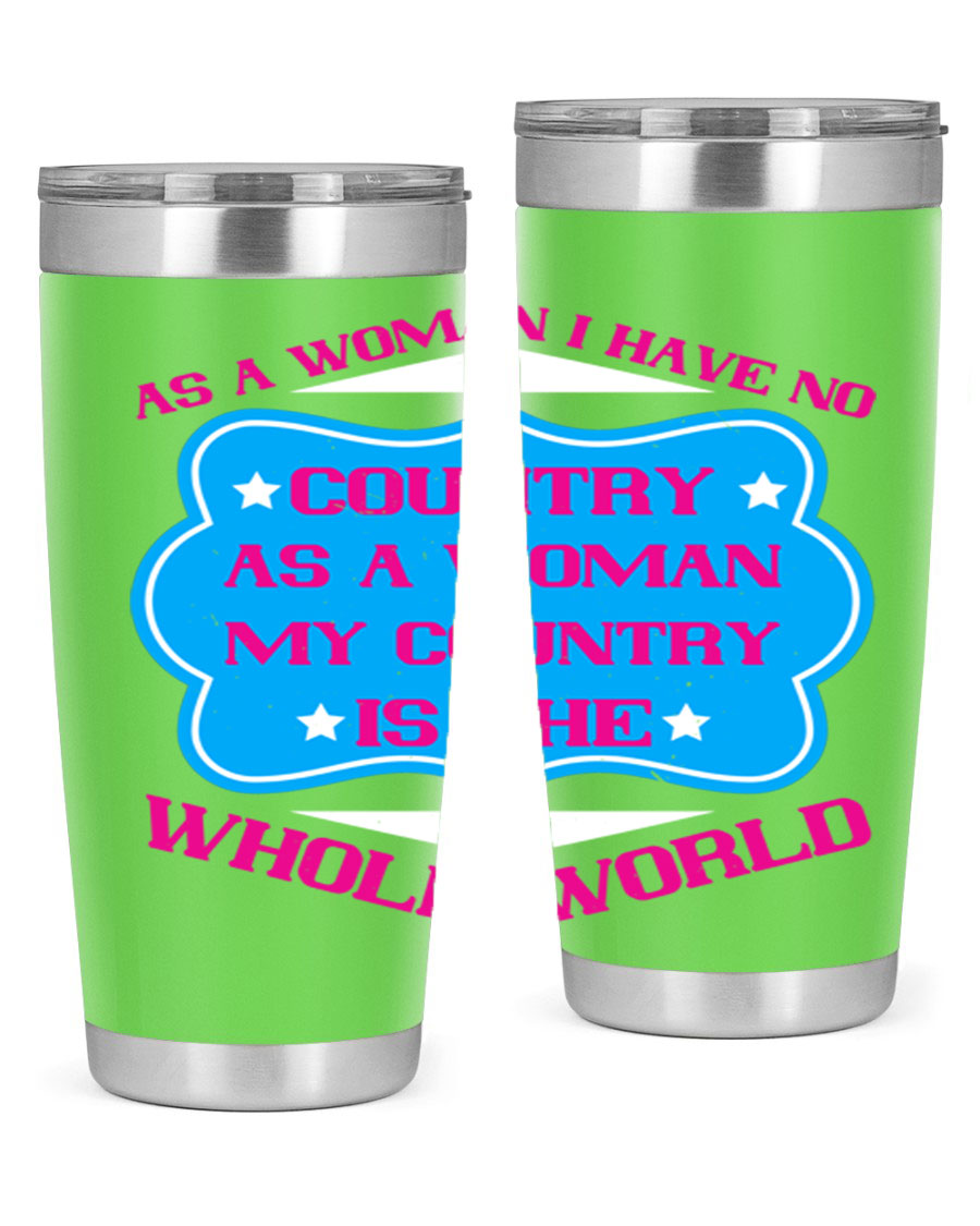 Stylish 20oz and 30oz stainless steel tumblers with empowering message for women, featuring double wall vacuum insulation and drink-thru lid.