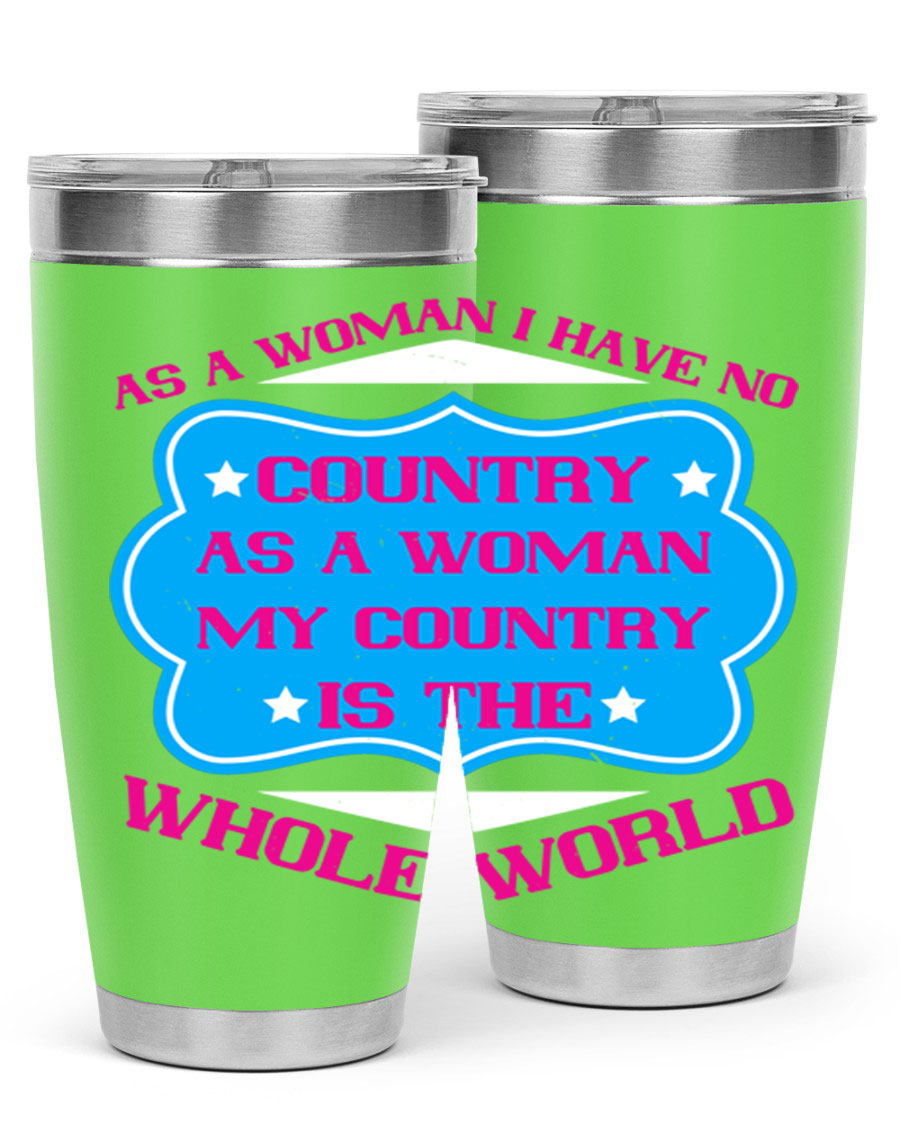 Stylish 20oz and 30oz stainless steel tumblers with empowering message for women, featuring double wall vacuum insulation and drink-thru lid.