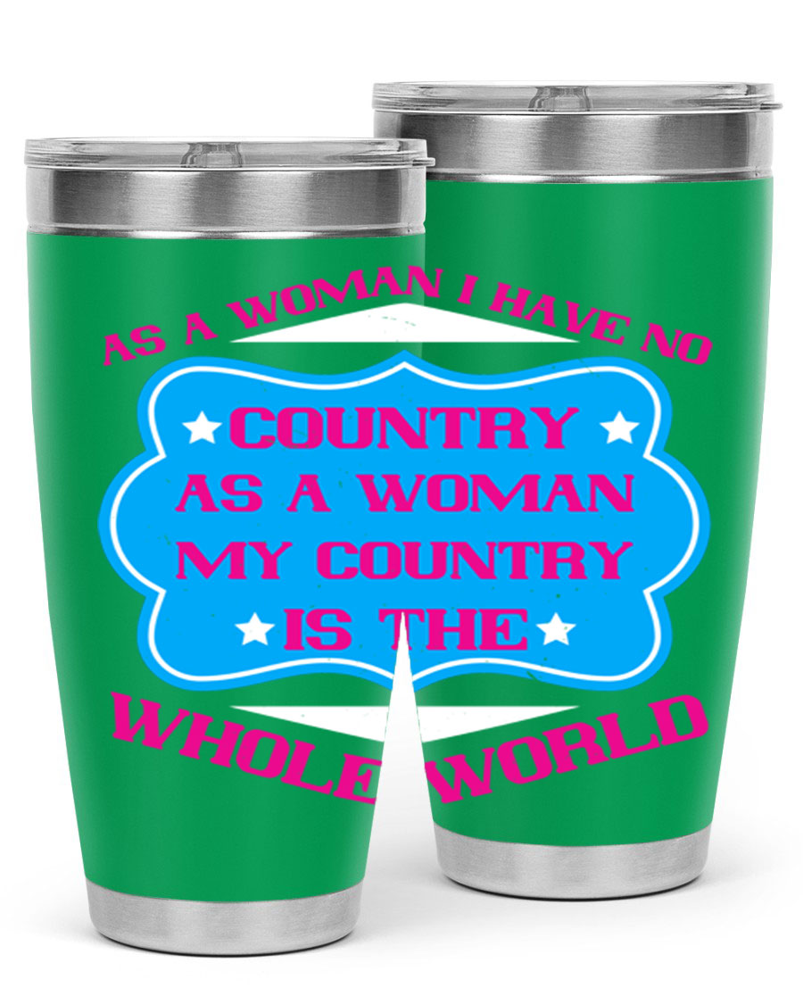 Stylish 20oz and 30oz stainless steel tumblers with empowering message for women, featuring double wall vacuum insulation and drink-thru lid.