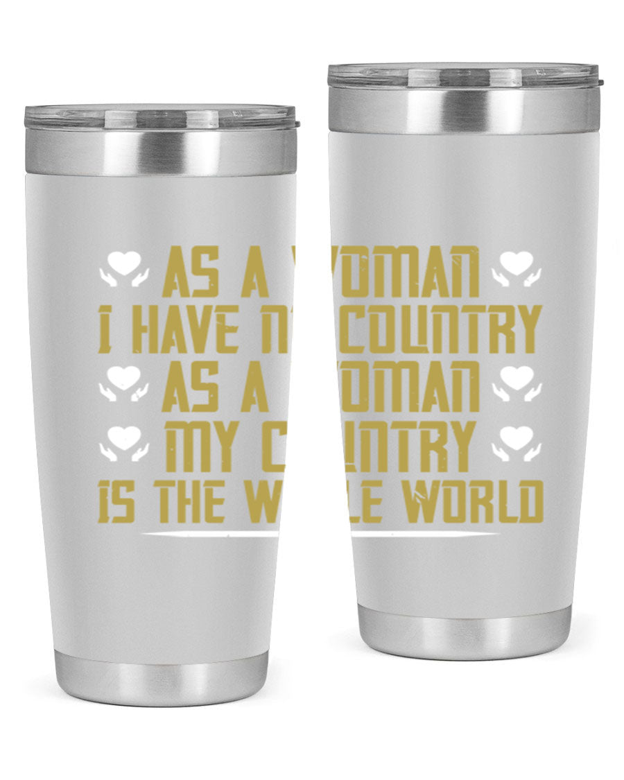 Stylish 20oz and 30oz stainless steel tumblers with a modern design, perfect for hot and cold beverages, celebrating women's empowerment.