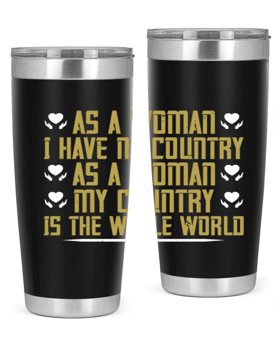 Stylish 20oz and 30oz stainless steel tumblers with a modern design, perfect for hot and cold beverages, celebrating women's empowerment.