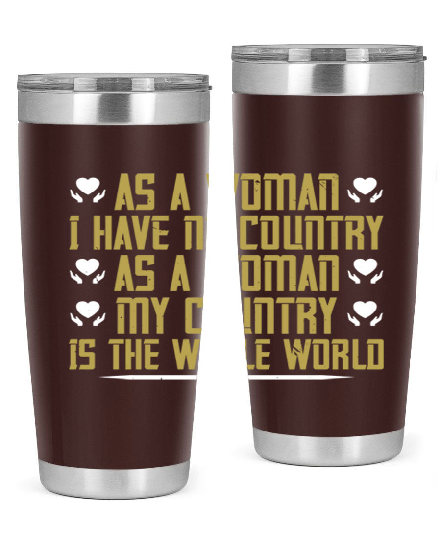 Stylish 20oz and 30oz stainless steel tumblers with a modern design, perfect for hot and cold beverages, celebrating women's empowerment.