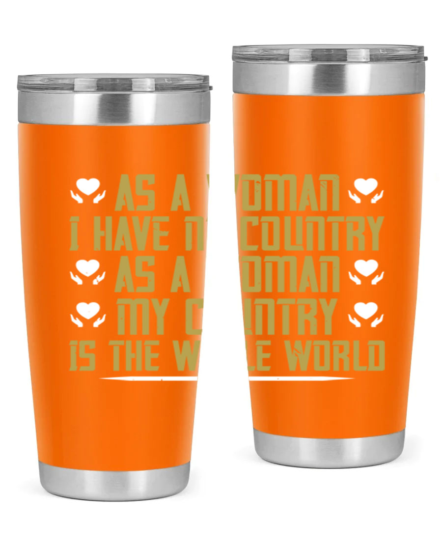 Stylish 20oz and 30oz stainless steel tumblers with a modern design, perfect for hot and cold beverages, celebrating women's empowerment.