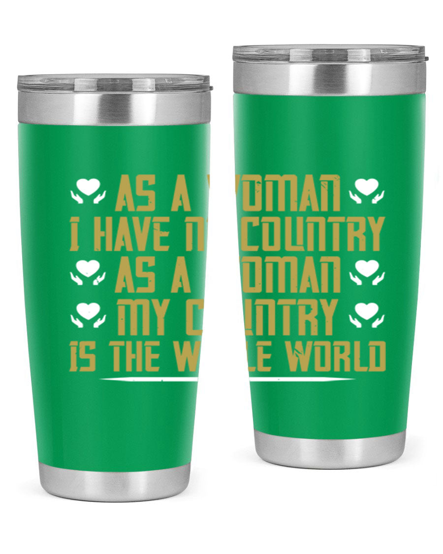 Stylish 20oz and 30oz stainless steel tumblers with a modern design, perfect for hot and cold beverages, celebrating women's empowerment.