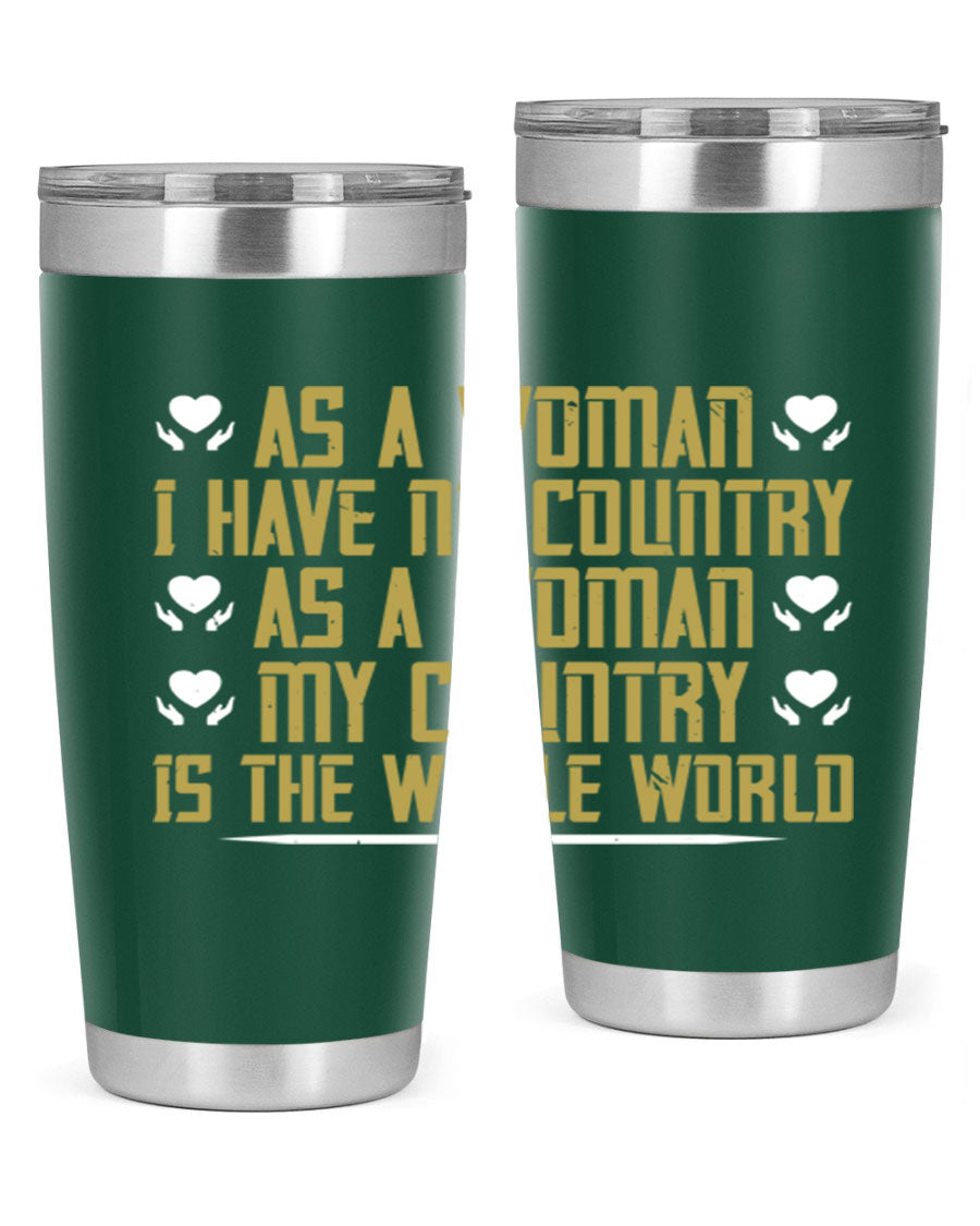 Stylish 20oz and 30oz stainless steel tumblers with a modern design, perfect for hot and cold beverages, celebrating women's empowerment.