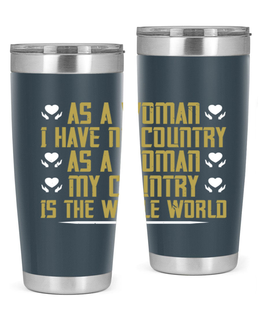 Stylish 20oz and 30oz stainless steel tumblers with a modern design, perfect for hot and cold beverages, celebrating women's empowerment.