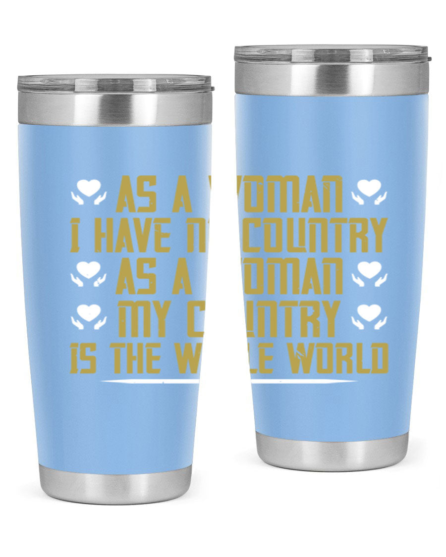 Stylish 20oz and 30oz stainless steel tumblers with a modern design, perfect for hot and cold beverages, celebrating women's empowerment.