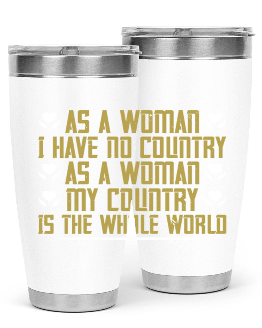 Stylish 20oz and 30oz stainless steel tumblers with a modern design, perfect for hot and cold beverages, celebrating women's empowerment.