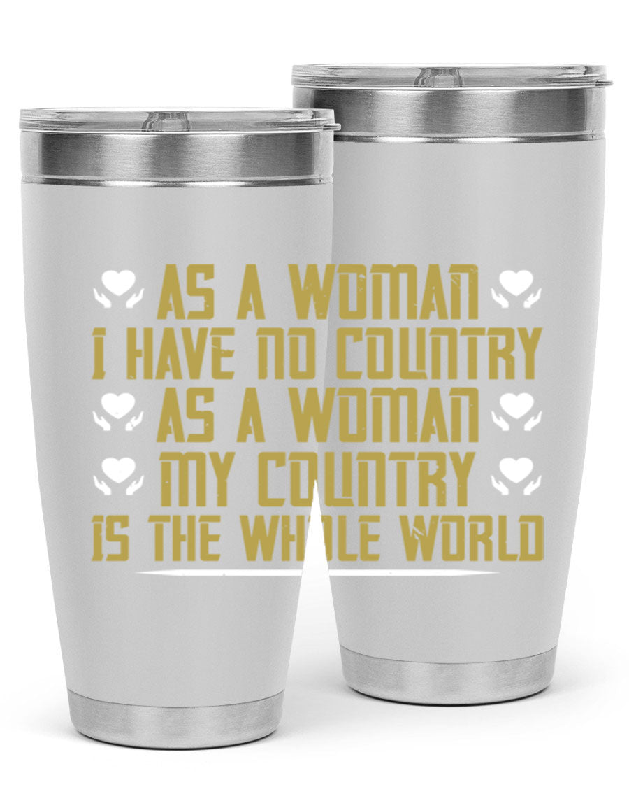 Stylish 20oz and 30oz stainless steel tumblers with a modern design, perfect for hot and cold beverages, celebrating women's empowerment.