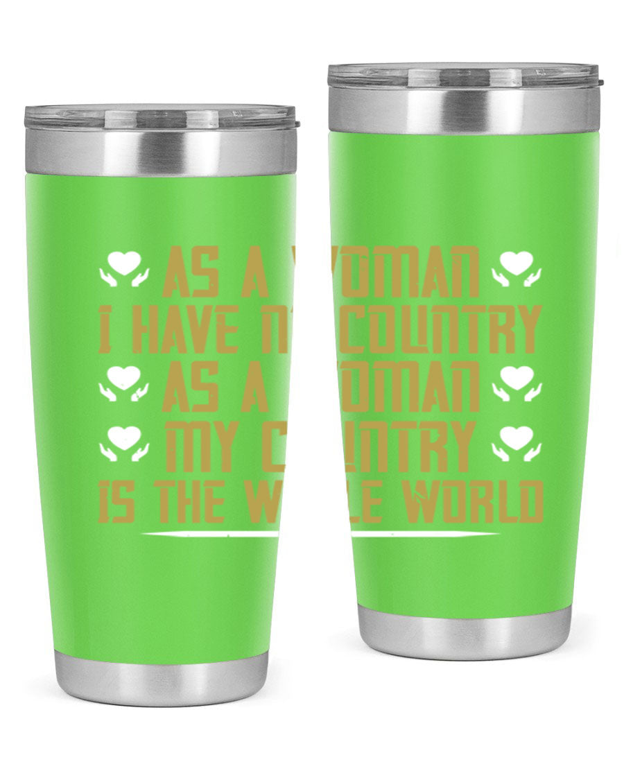 Stylish 20oz and 30oz stainless steel tumblers with a modern design, perfect for hot and cold beverages, celebrating women's empowerment.