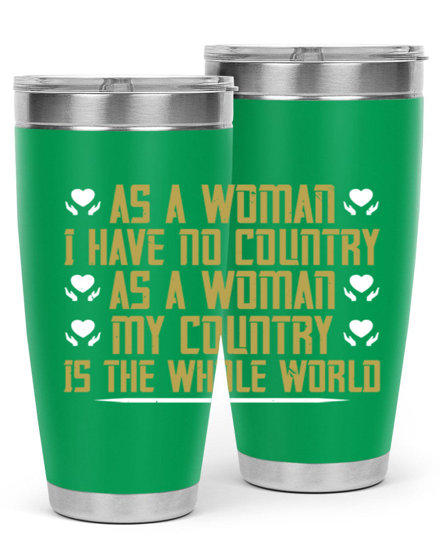 Stylish 20oz and 30oz stainless steel tumblers with a modern design, perfect for hot and cold beverages, celebrating women's empowerment.