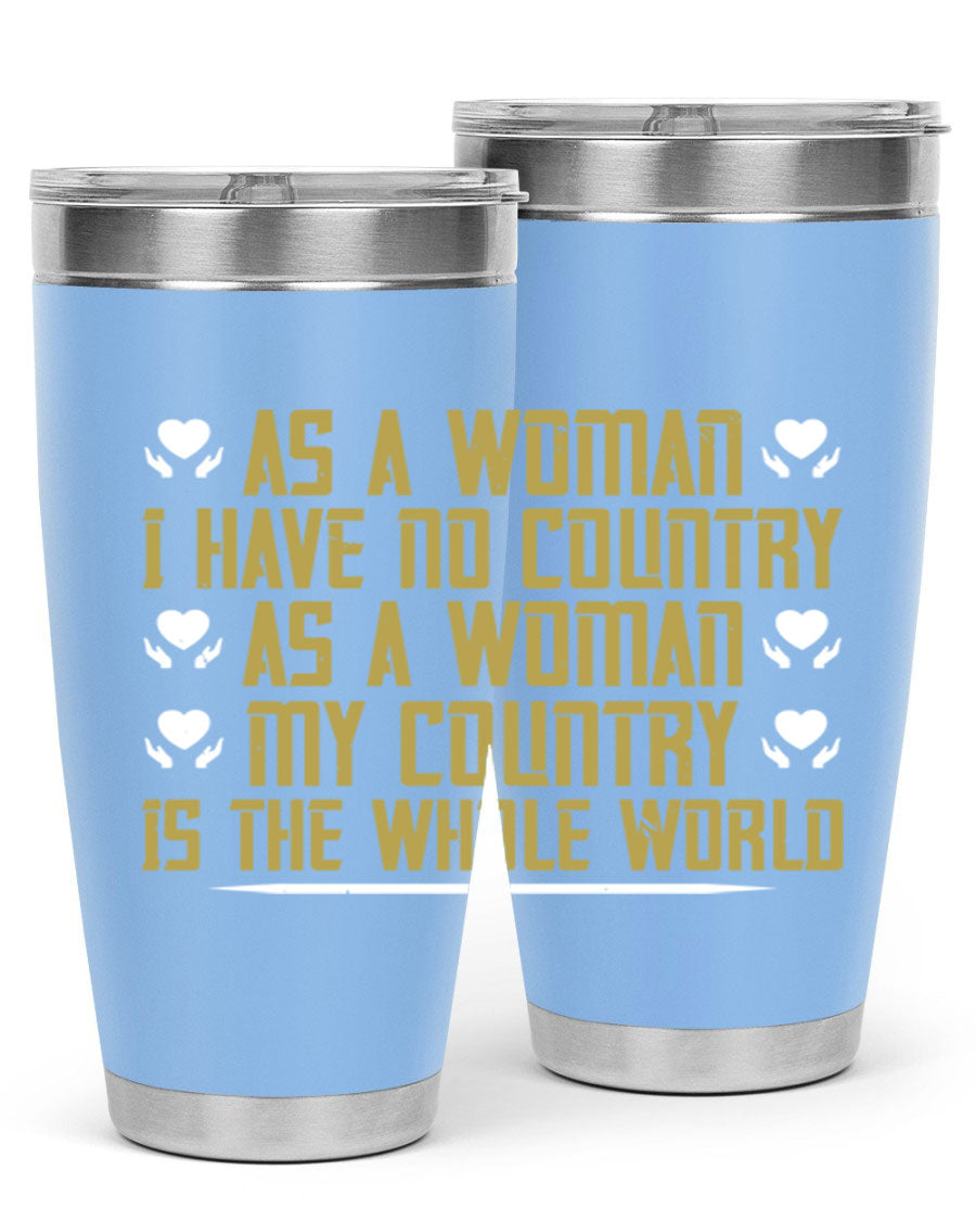 Stylish 20oz and 30oz stainless steel tumblers with a modern design, perfect for hot and cold beverages, celebrating women's empowerment.