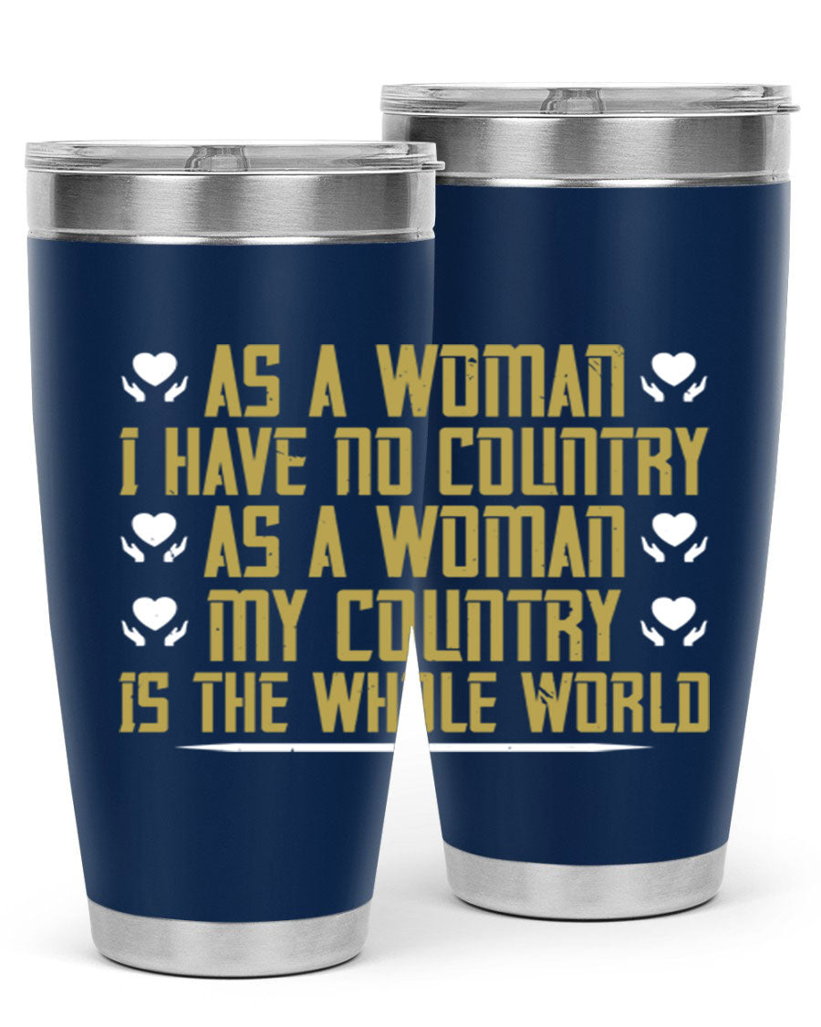 Stylish 20oz and 30oz stainless steel tumblers with a modern design, perfect for hot and cold beverages, celebrating women's empowerment.