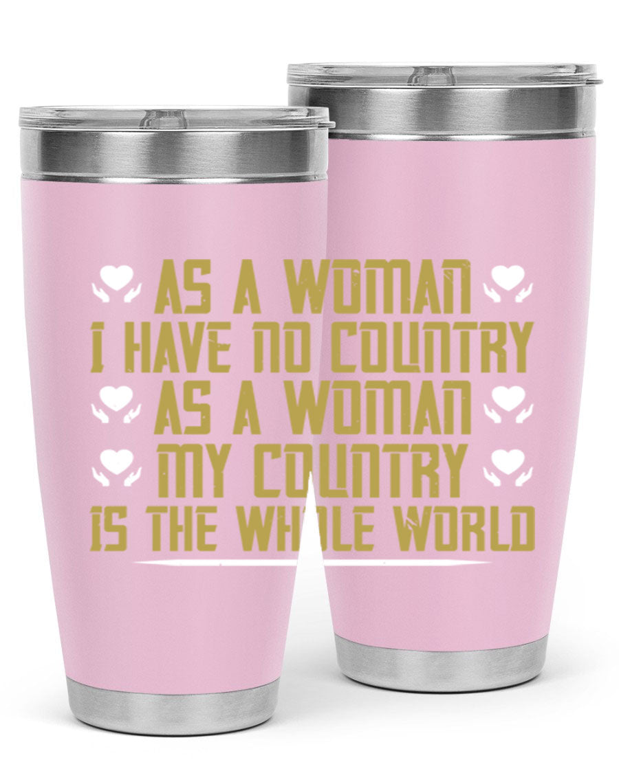 Stylish 20oz and 30oz stainless steel tumblers with a modern design, perfect for hot and cold beverages, celebrating women's empowerment.