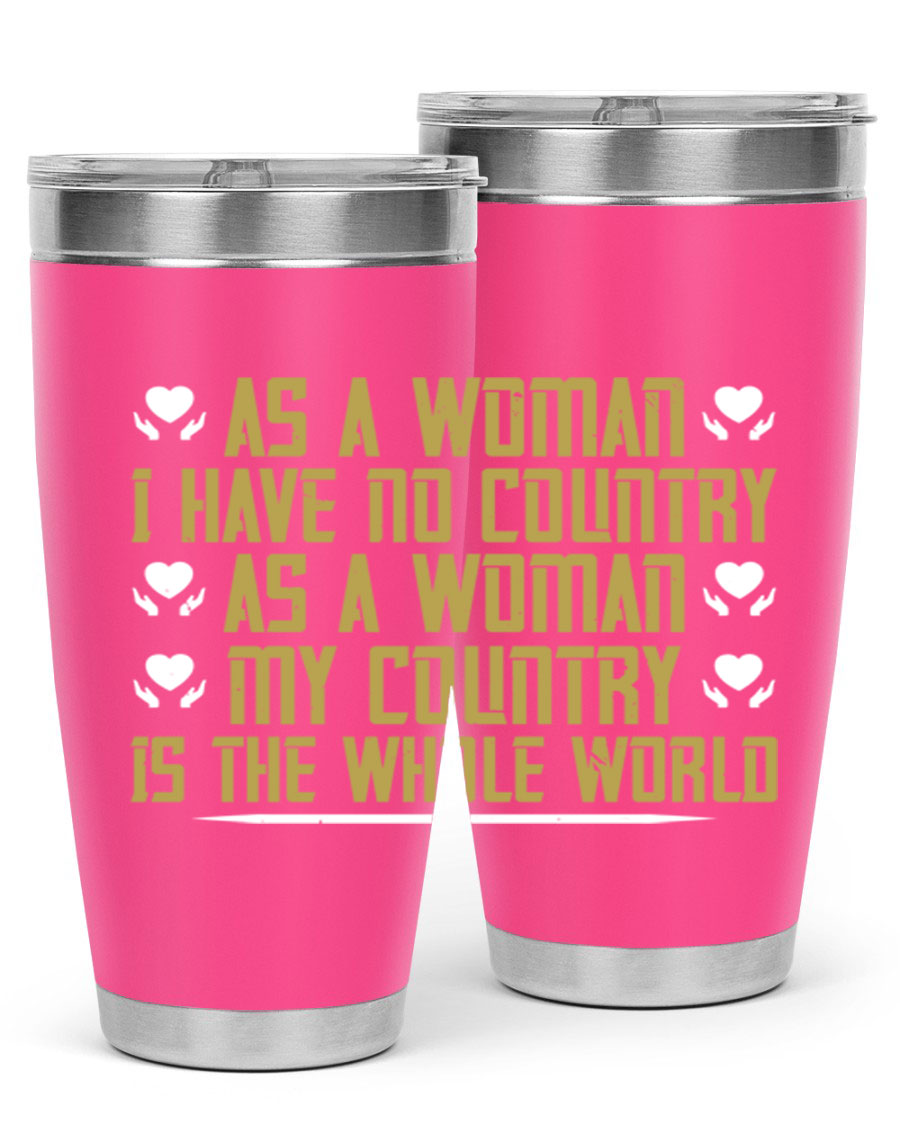 Stylish 20oz and 30oz stainless steel tumblers with a modern design, perfect for hot and cold beverages, celebrating women's empowerment.