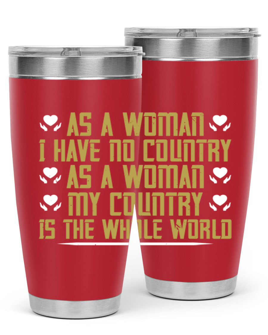 Stylish 20oz and 30oz stainless steel tumblers with a modern design, perfect for hot and cold beverages, celebrating women's empowerment.