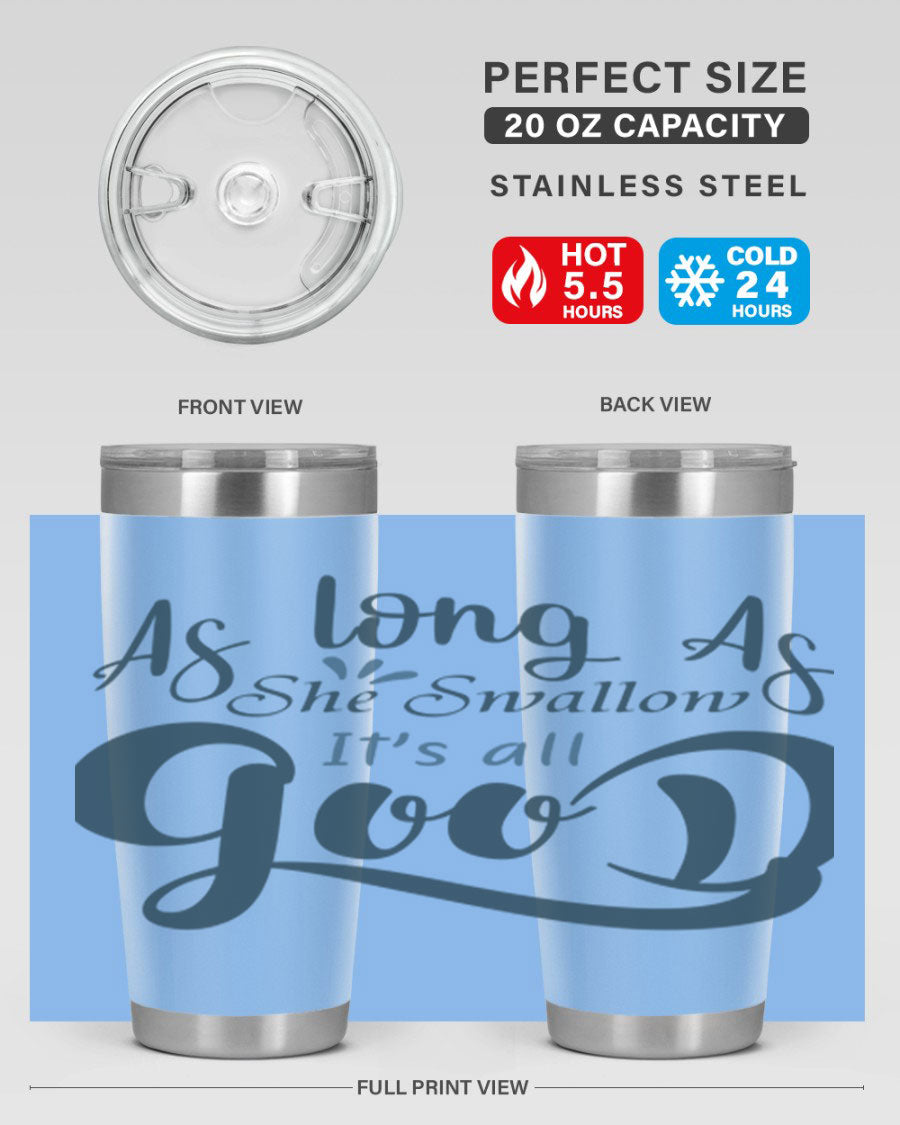 A 20oz and 30oz as long as 180# fishing tumbler made of double wall vacuum stainless steel with a drink-thru lid, showcasing its sleek design.