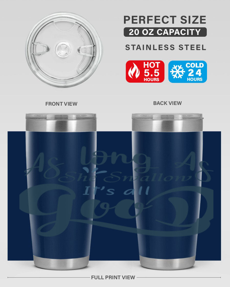 A 20oz and 30oz as long as 180# fishing tumbler made of double wall vacuum stainless steel with a drink-thru lid, showcasing its sleek design.