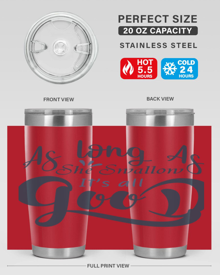 A 20oz and 30oz as long as 180# fishing tumbler made of double wall vacuum stainless steel with a drink-thru lid, showcasing its sleek design.