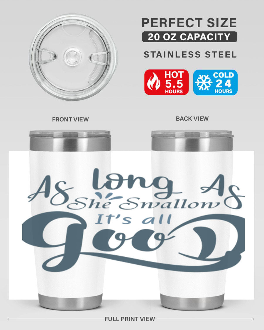 A 20oz and 30oz as long as 180# fishing tumbler made of double wall vacuum stainless steel with a drink-thru lid, showcasing its sleek design.