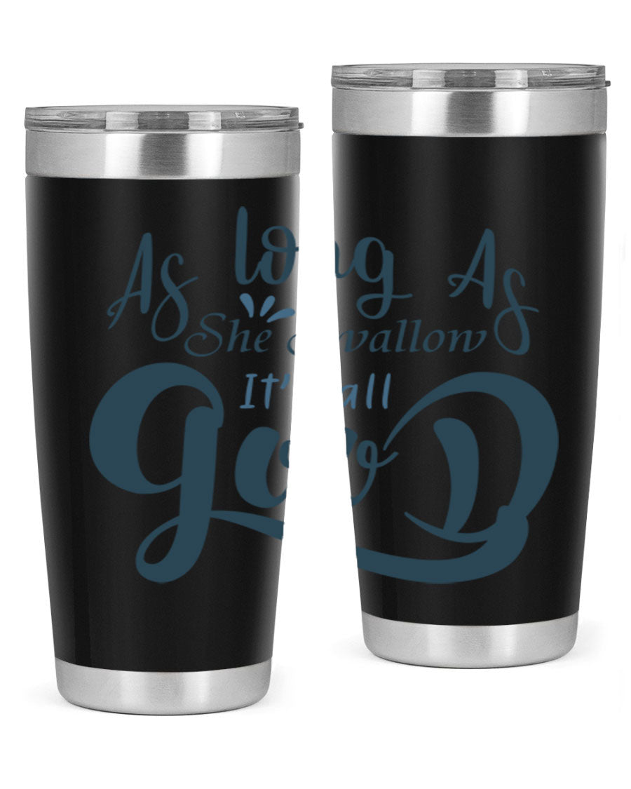 A 20oz and 30oz as long as 180# fishing tumbler made of double wall vacuum stainless steel with a drink-thru lid, showcasing its sleek design.