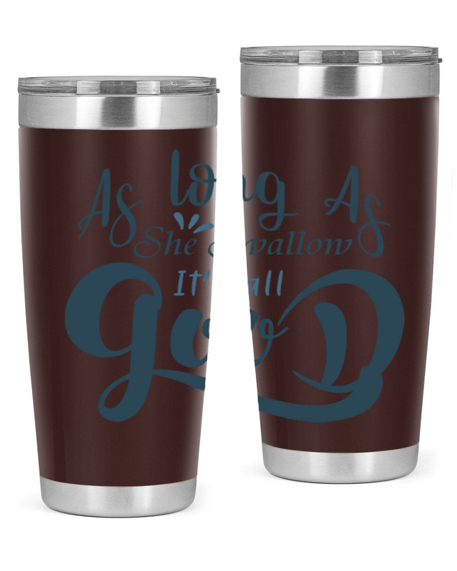 A 20oz and 30oz as long as 180# fishing tumbler made of double wall vacuum stainless steel with a drink-thru lid, showcasing its sleek design.