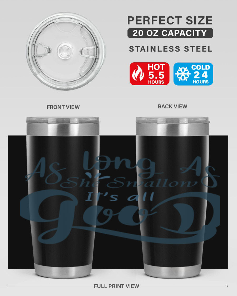 A 20oz and 30oz as long as 180# fishing tumbler made of double wall vacuum stainless steel with a drink-thru lid, showcasing its sleek design.