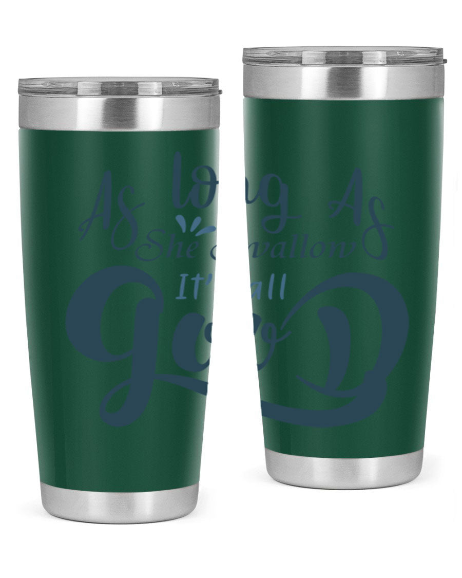 A 20oz and 30oz as long as 180# fishing tumbler made of double wall vacuum stainless steel with a drink-thru lid, showcasing its sleek design.