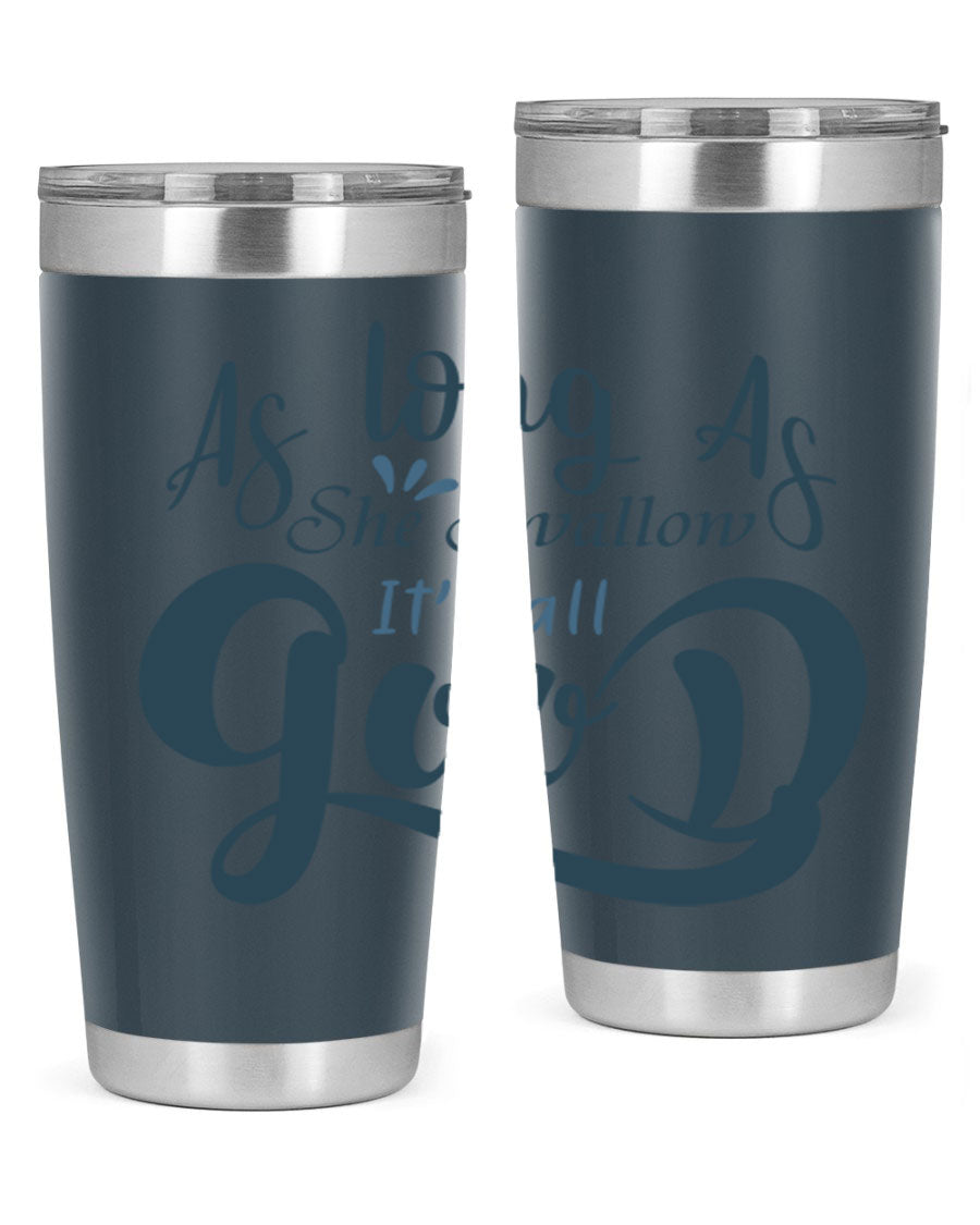 A 20oz and 30oz as long as 180# fishing tumbler made of double wall vacuum stainless steel with a drink-thru lid, showcasing its sleek design.