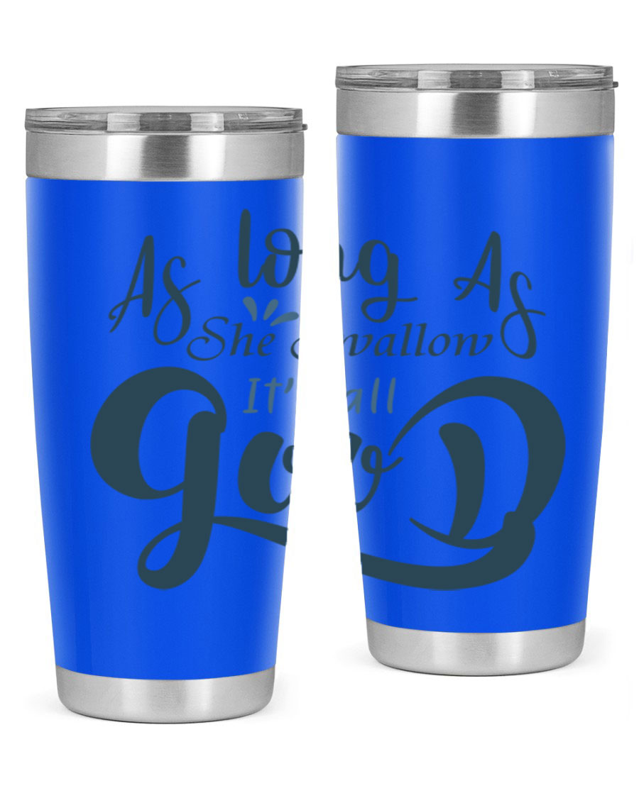 A 20oz and 30oz as long as 180# fishing tumbler made of double wall vacuum stainless steel with a drink-thru lid, showcasing its sleek design.