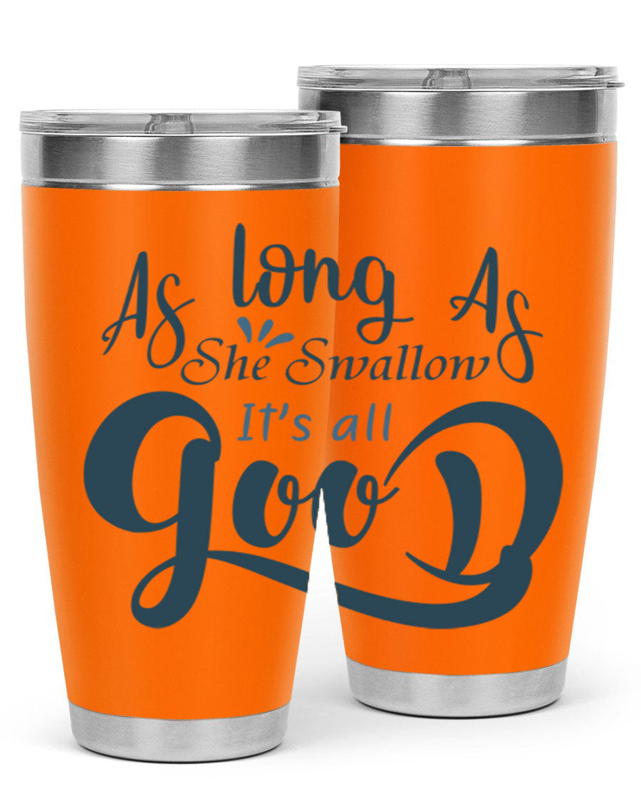 A 20oz and 30oz as long as 180# fishing tumbler made of double wall vacuum stainless steel with a drink-thru lid, showcasing its sleek design.