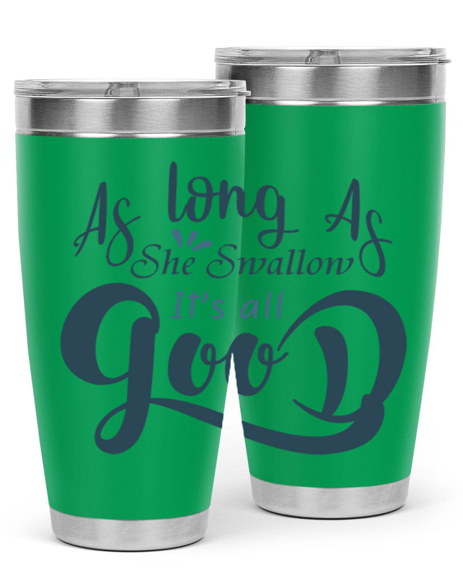 A 20oz and 30oz as long as 180# fishing tumbler made of double wall vacuum stainless steel with a drink-thru lid, showcasing its sleek design.