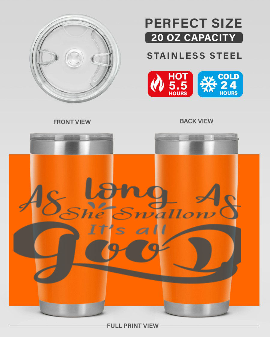 A 20oz and 30oz as long as 180# fishing tumbler made of double wall vacuum stainless steel with a drink-thru lid, showcasing its sleek design.