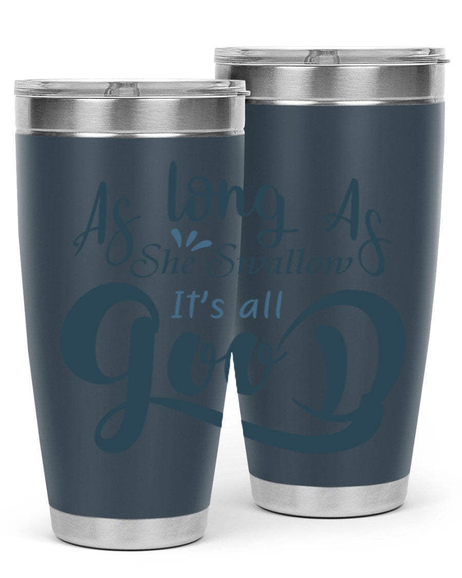 A 20oz and 30oz as long as 180# fishing tumbler made of double wall vacuum stainless steel with a drink-thru lid, showcasing its sleek design.