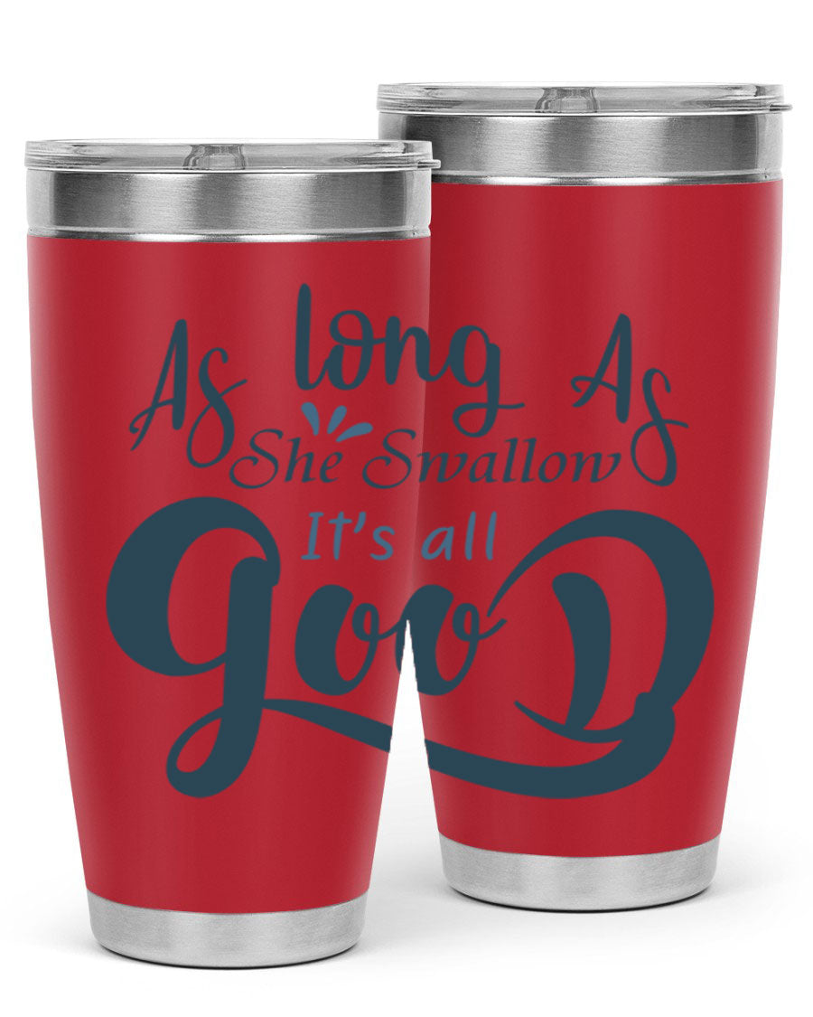 A 20oz and 30oz as long as 180# fishing tumbler made of double wall vacuum stainless steel with a drink-thru lid, showcasing its sleek design.