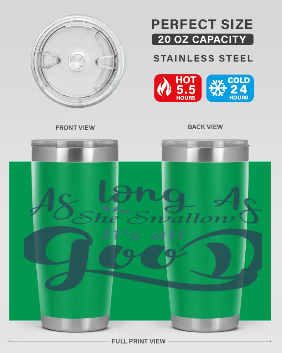 A 20oz and 30oz as long as 180# fishing tumbler made of double wall vacuum stainless steel with a drink-thru lid, showcasing its sleek design.