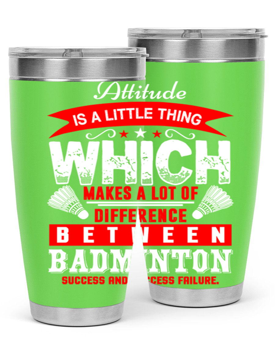 Attitude tumbler in 20oz and 30oz sizes, showcasing double wall vacuum stainless steel design with copper lining and drink-thru lid.