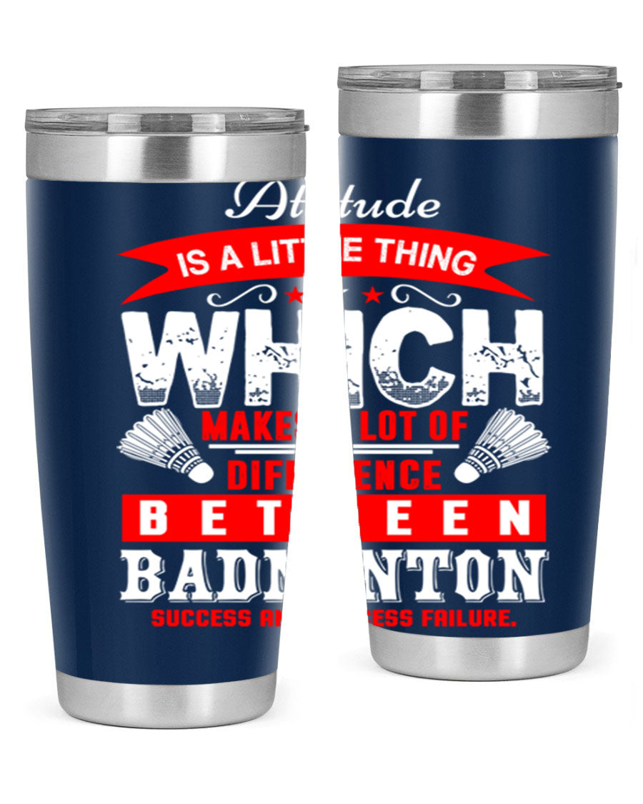 Attitude tumbler in 20oz and 30oz sizes, showcasing double wall vacuum stainless steel design with copper lining and drink-thru lid.