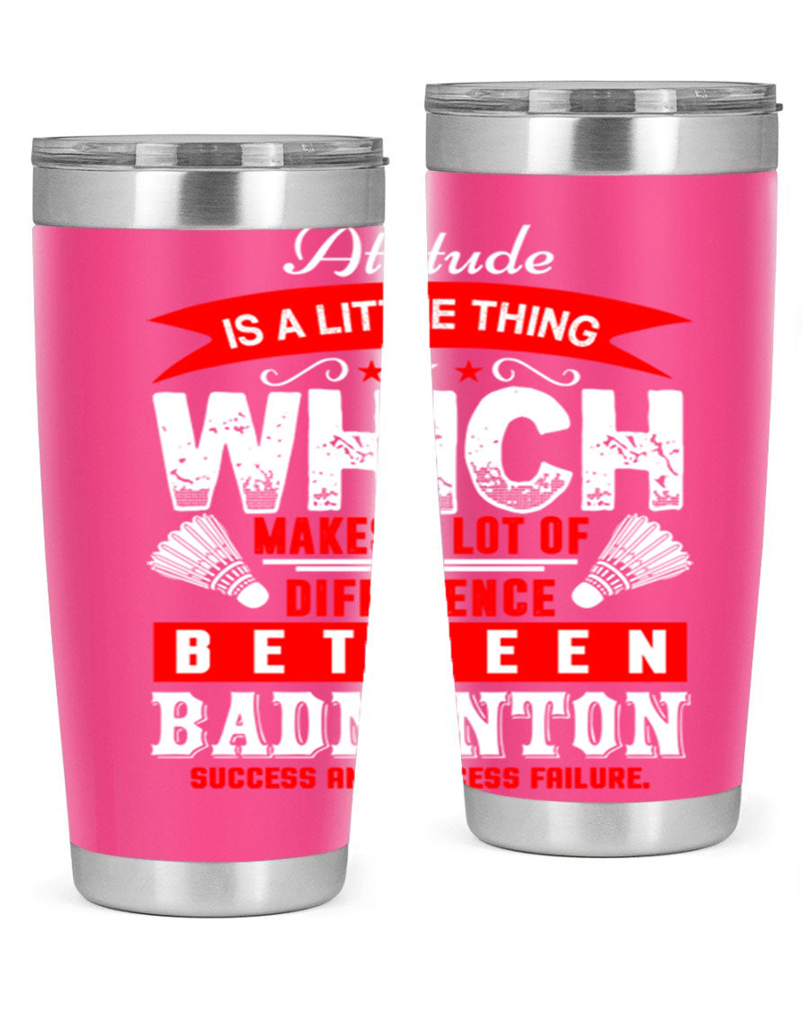 Attitude tumbler in 20oz and 30oz sizes, showcasing double wall vacuum stainless steel design with copper lining and drink-thru lid.