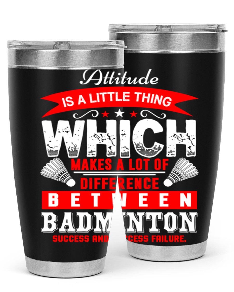 Attitude tumbler in 20oz and 30oz sizes, showcasing double wall vacuum stainless steel design with copper lining and drink-thru lid.