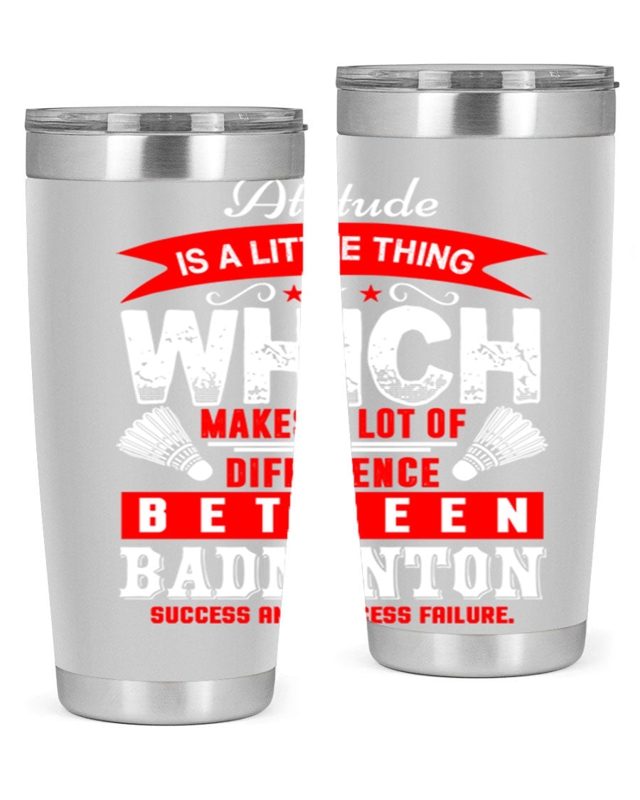 Attitude tumbler in 20oz and 30oz sizes, showcasing double wall vacuum stainless steel design with copper lining and drink-thru lid.