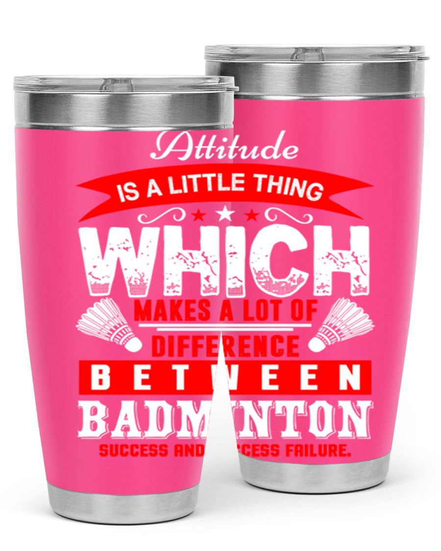 Attitude tumbler in 20oz and 30oz sizes, showcasing double wall vacuum stainless steel design with copper lining and drink-thru lid.