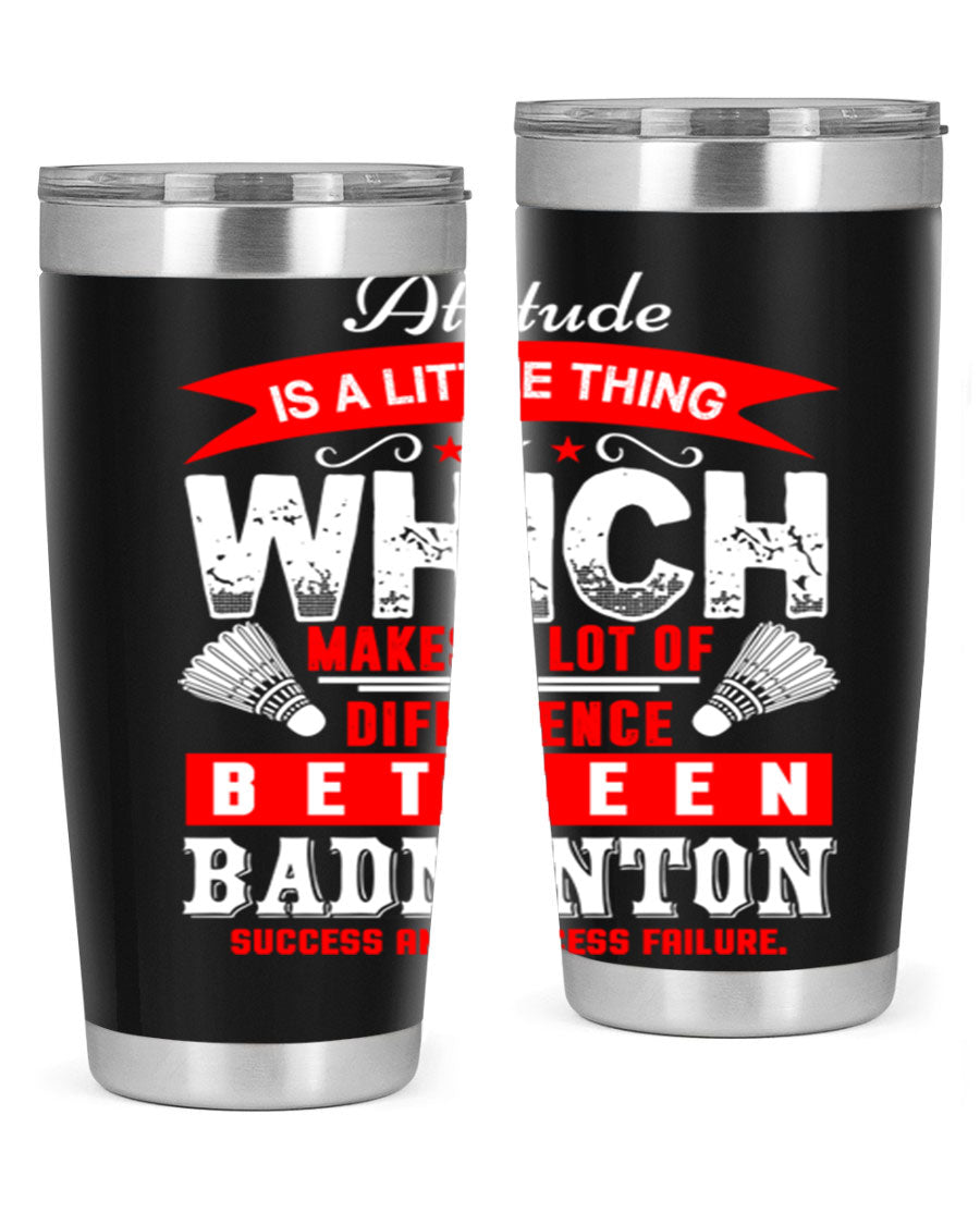 Attitude tumbler in 20oz and 30oz sizes, showcasing double wall vacuum stainless steel design with copper lining and drink-thru lid.