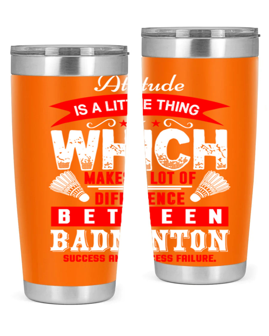 Attitude tumbler in 20oz and 30oz sizes, showcasing double wall vacuum stainless steel design with copper lining and drink-thru lid.