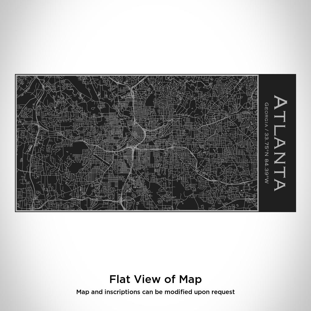 Matte black insulated bottle featuring a custom engraved map of Atlanta, Georgia with coordinates.