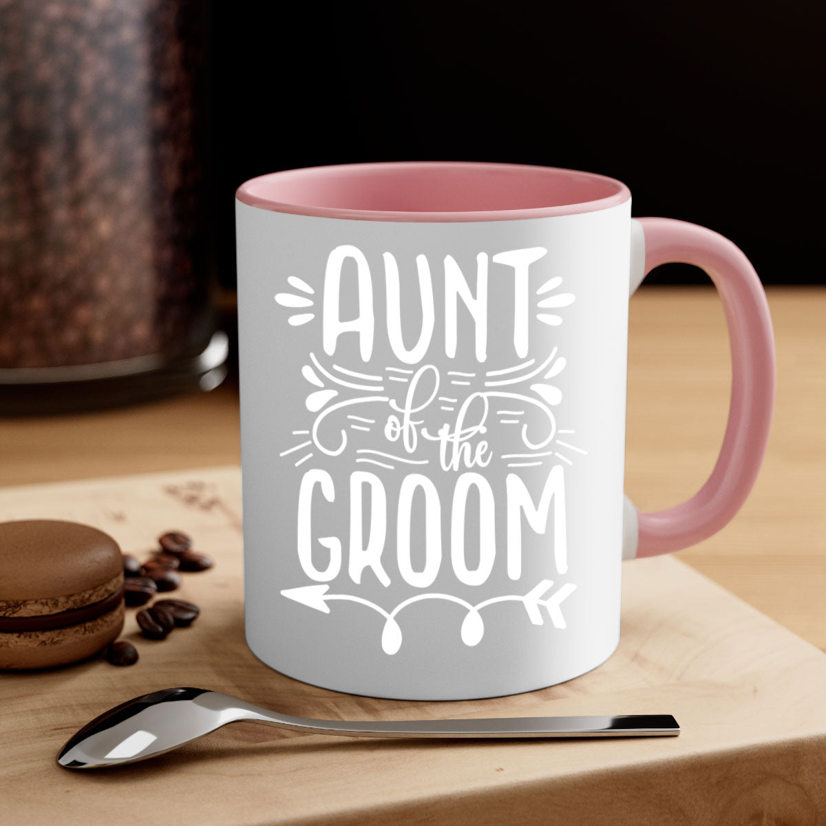 Aunt of the 4# Mug featuring a glossy finish, colored handle, and interior, available in multiple colors and sizes.