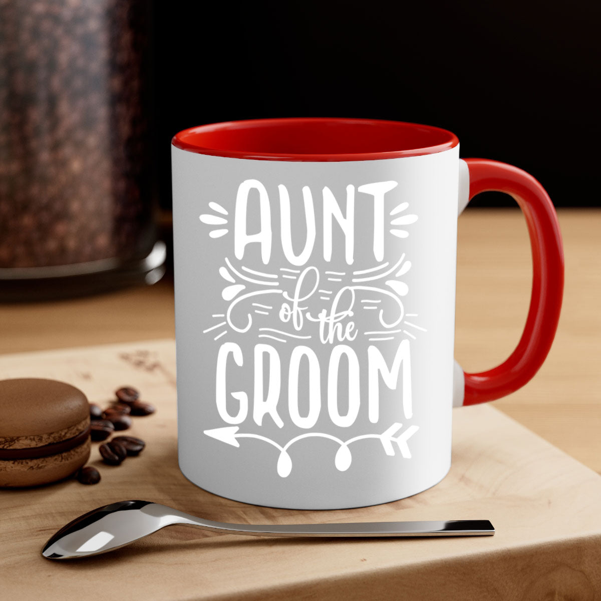 Aunt of the 4# Mug featuring a glossy finish, colored handle, and interior, available in multiple colors and sizes.